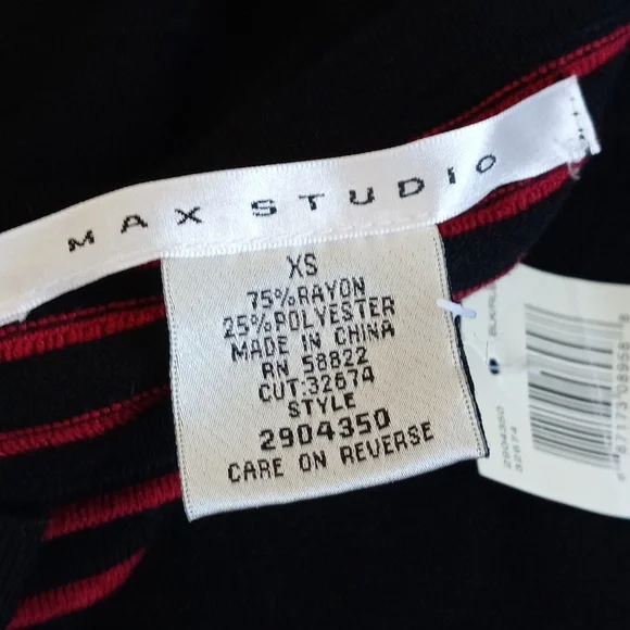 Max Studio Women's Red & Black Rayon Blend Knit Bodycon Short Sleeve Dress XS - Picture 2 of 10